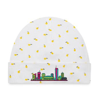 Katowice City Skyline Spodek Arena Linienkunst - Baby Premium Organic Mütze - Weiß/Zitronengelb - Vorne