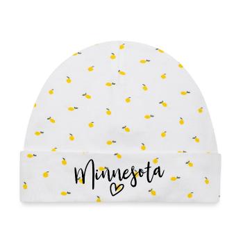 Minnesota Heart Women's Love Minnesota - Baby Premium Organic Mütze - Weiß/Zitronengelb - Vorne