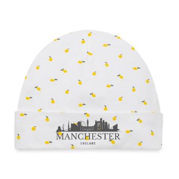 Manchester, England, Manchester-Skyline - Baby Premium Organic Mütze - Weiß/Zitronengelb - Vorne