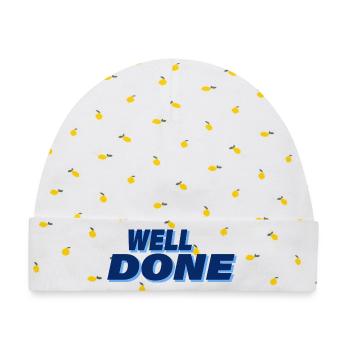 WELL DONE - Baby Premium Organic Mütze - Weiß/Zitronengelb - Vorne