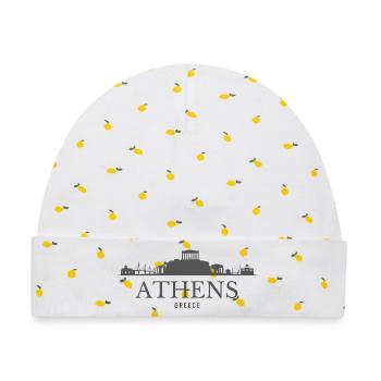 Athen, Griechenland, Athens Skyline - Baby Premium Organic Mütze - Weiß/Zitronengelb - Vorne