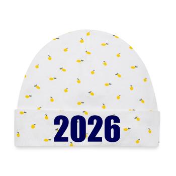 2026 - Baby Premium Organic Mütze - Weiß/Zitronengelb - Vorne