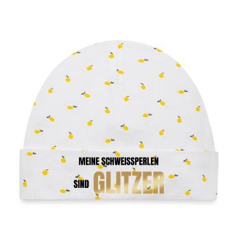 Meine Schweißperlen sind Glitzer - Baby Premium Organic Mütze - Weiß/Zitronengelb - Vorne