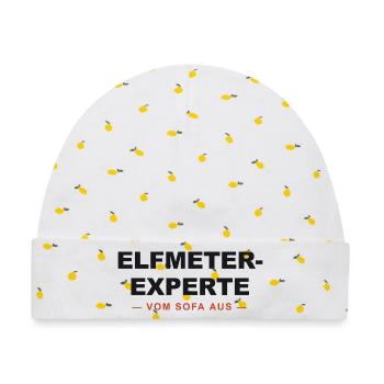 Elfmeter Experte Sofa - Baby Premium Organic Mütze - Weiß/Zitronengelb - Vorne