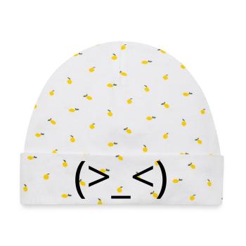 Frustriertes Emoticon (>_<) argh Kaomoji - Baby Premium Organic Mütze - Weiß/Zitronengelb - Vorne