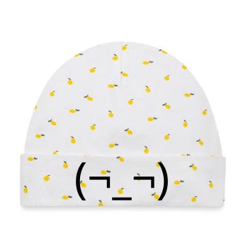Trockener Seitenblick (¬_¬) genervtes Emote - Baby Premium Organic Mütze - Weiß/Zitronengelb - Vorne