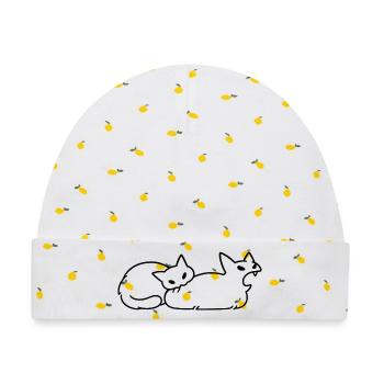 Amoureux des Chats Humor Chat Mignon Original - Baby Premium Organic Mütze - Weiß/Zitronengelb - Vorne