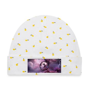 Drache im rosa Nebel - Baby Premium Organic Mütze - Weiß/Zitronengelb - Vorne