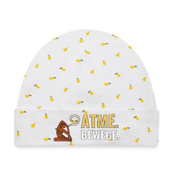 Atme. Bewege. – Rutschfeste Yoga-Fans – Yoga. - Baby Premium Organic Mütze - Weiß/Zitronengelb - Vorne