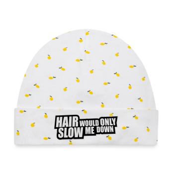 Hair would only slow me down Bald Spruch Logo Text - Baby Premium Organic Mütze - Weiß/Zitronengelb - Vorne