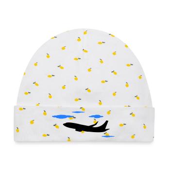 flugzeug2 - Baby Premium Organic Mütze - Weiß/Zitronengelb - Vorne