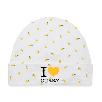 I LOVE CURRY - Baby Premium Organic Mütze - Weiß/Zitronengelb - Vorne