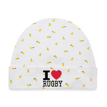 Ich liebe Rugby - Ich liebe Rugby - Baby Premium Organic Mütze - Weiß/Zitronengelb - Vorne