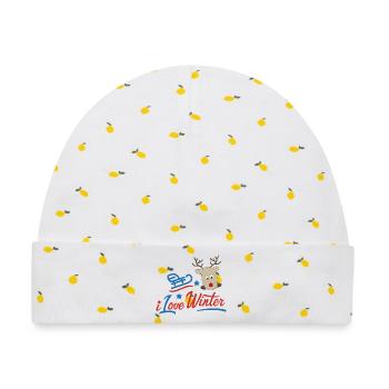 Winter - Baby Premium Organic Mütze - Weiß/Zitronengelb - Vorne