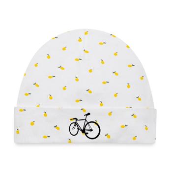 Hipster Bike - Baby Premium Organic Mütze - Weiß/Zitronengelb - Vorne