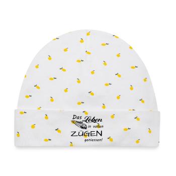 Das Leben geniessen - Baby Premium Organic Mütze - Weiß/Zitronengelb - Vorne