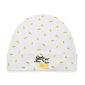 Sonne - Baby Premium Organic Mütze - Weiß/Zitronengelb - Vorne