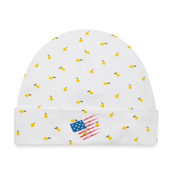 USA United States Amerika Flagge - Baby Premium Organic Mütze - Weiß/Zitronengelb - Vorne