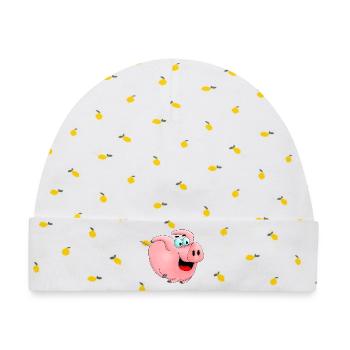 Rennschwein - Baby Premium Organic Mütze - Weiß/Zitronengelb - Vorne