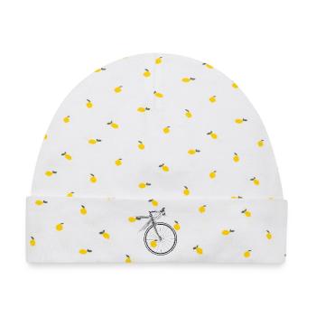 Rennrad - Baby Premium Organic Mütze - Weiß/Zitronengelb - Vorne