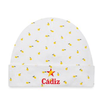Sterne von Spanien - Cadiz - Baby Premium Organic Mütze - Weiß/Zitronengelb - Vorne