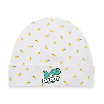 Dinosaurier Papa Vater Vaterschaft - Baby Premium Organic Mütze - Weiß/Zitronengelb - Vorne
