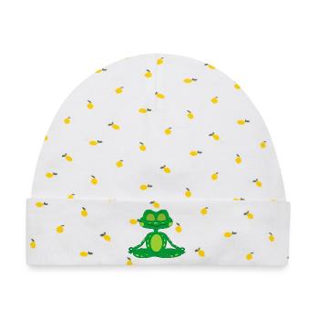 Zen-Meditationsfrosch - Baby Premium Organic Mütze - Weiß/Zitronengelb - Vorne