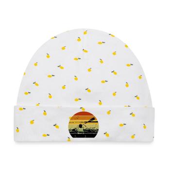 Sonnenuntergang Paddler Silhouette - Baby Premium Organic Mütze - Weiß/Zitronengelb - Vorne