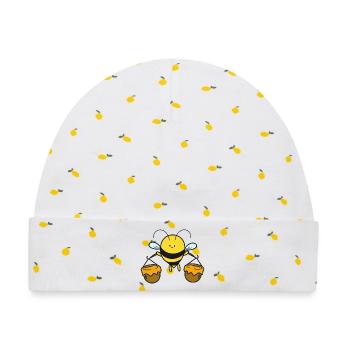 Biene Bienen - Baby Premium Organic Mütze - Weiß/Zitronengelb - Vorne