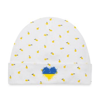 Ukrainisches Herz - Baby Premium Organic Mütze - Weiß/Zitronengelb - Vorne