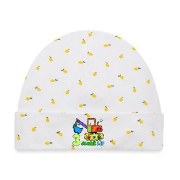 3 Jahre Alt Baufahrzeug Illustration - Baby Premium Organic Mütze - Weiß/Zitronengelb - Vorne
