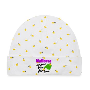 Mallorca – mein zweites Zuhause - Baby Premium Organic Mütze - Weiß/Zitronengelb - Vorne