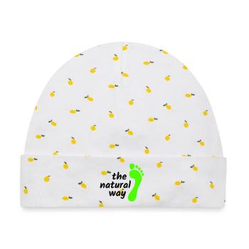 barfuß - the natural way 2023 - Baby Premium Organic Mütze - Weiß/Zitronengelb - Vorne