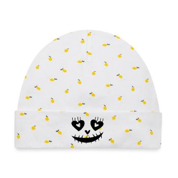 Halloween Face - Baby Premium Organic Mütze - Weiß/Zitronengelb - Vorne