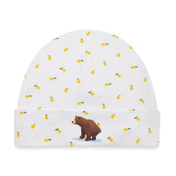 Braunbär (Gemälde) - Baby Premium Organic Mütze - Weiß/Zitronengelb - Vorne