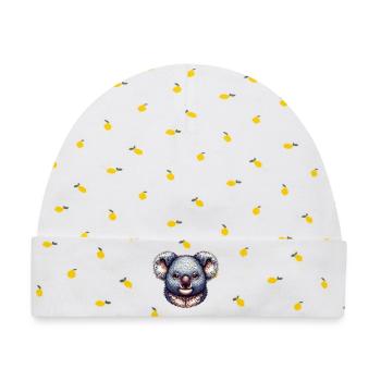 Koala - Baby Premium Organic Mütze - Weiß/Zitronengelb - Vorne