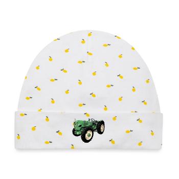 man Ackerdiesel Allrad 4N2 Traktor - Baby Premium Organic Mütze - Weiß/Zitronengelb - Vorne