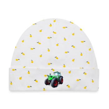 Traktor Deutz 13006 - Baby Premium Organic Mütze - Weiß/Zitronengelb - Vorne