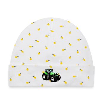 Fahr den Deutz Traktor 230 MK3 - Baby Premium Organic Mütze - Weiß/Zitronengelb - Vorne