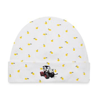 MB trac 65 70 - Baby Premium Organic Mütze - Weiß/Zitronengelb - Vorne