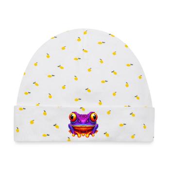 Frosch - Baby Premium Organic Mütze - Weiß/Zitronengelb - Vorne