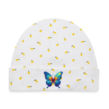 Van Gogh Schmetterling - Baby Premium Organic Mütze - Weiß/Zitronengelb - Vorne