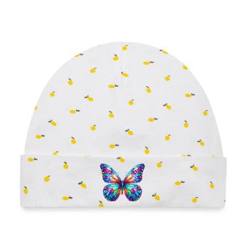Schmetterling - Baby Premium Organic Mütze - Weiß/Zitronengelb - Vorne