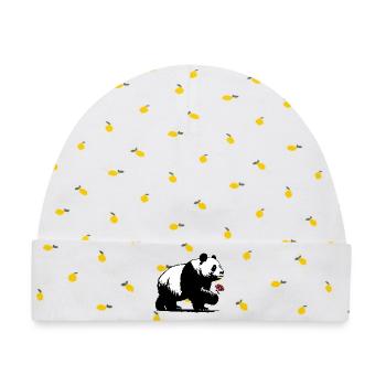 Panda - Baby Premium Organic Mütze - Weiß/Zitronengelb - Vorne