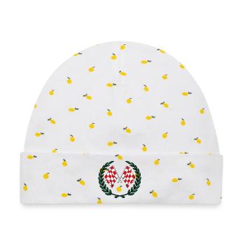 Flaggen der Provinz Nordbrabant mit Lorbeerkranz - Baby Premium Organic Mütze - Weiß/Zitronengelb - Vorne