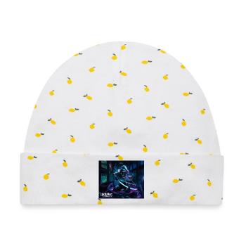 graffiti anime samurai - Baby Premium Organic Mütze - Weiß/Zitronengelb - Vorne
