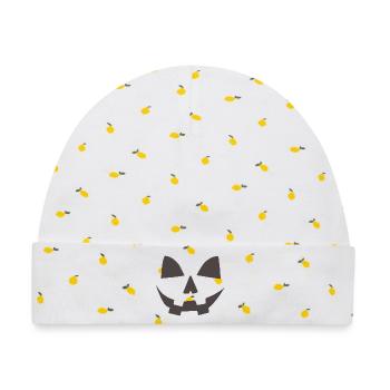 Halloween Kürbis - Baby Premium Organic Mütze - Weiß/Zitronengelb - Vorne