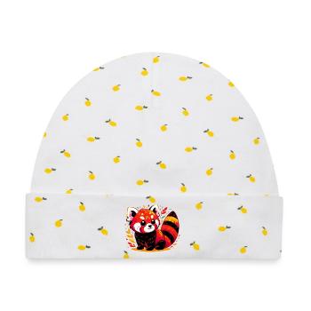 Kleiner Panda - Baby Premium Organic Mütze - Weiß/Zitronengelb - Vorne