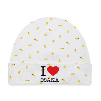 I LOVE OSAKA - Baby Premium Organic Mütze - Weiß/Zitronengelb - Vorne