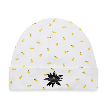 Mondnacht Silhouette Edelweiss - Baby Premium Organic Mütze - Weiß/Zitronengelb - Vorne